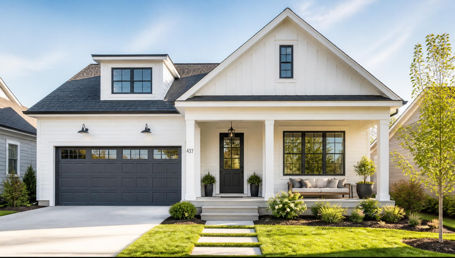 Bright modern home with welcoming front porch